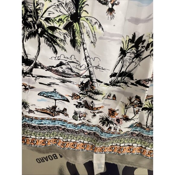 LF LESLIE FAY RETRO WATER COLOR ISLAND PRINT SLEEVELESS SHIRT DRESS WOMEN SZ 10 - Picture 12 of 16